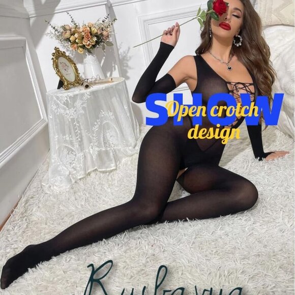 for Women Sleeveless Matte Full-body Bodysuit Crossed Chest Straps Deep V Jumpsu - Picture 5 of 6